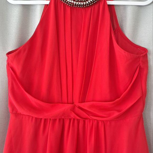 Junior Size 13/14 B. Darlin Formal Dress Tomatoe Red High Low Hem Pageant Wed - Picture 2 of 6